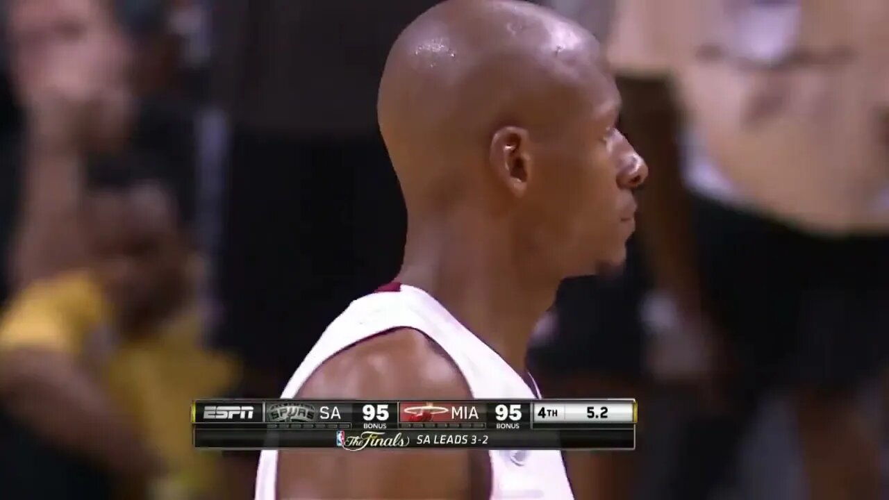 Ray Allen's AMAZING game tying 3 pointer in Game 6!