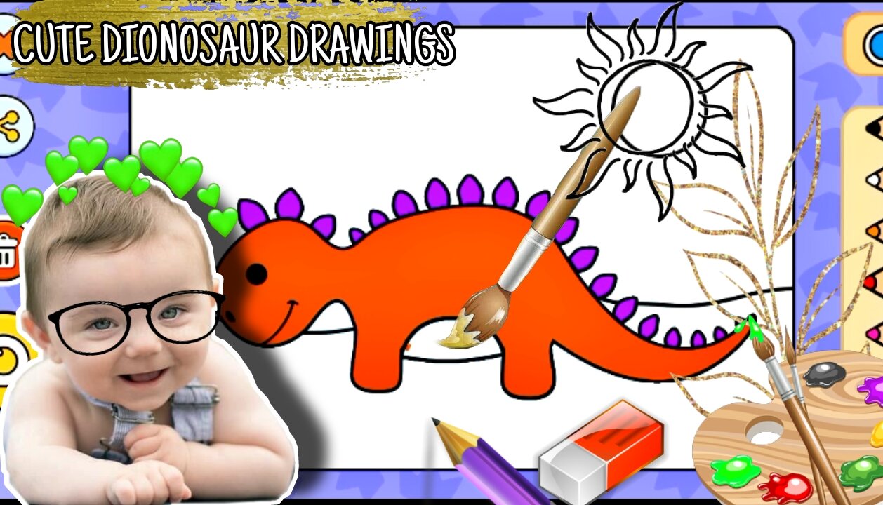 How to draw a CUTE DIONOSAUR DRAWINGS | step by step baby dinosaur drawing