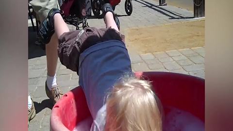 Tot Boy Falls Into A Washbowl While Washing Hands