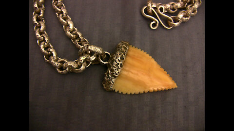 Nautical style fine silver chain, Shark Tooth