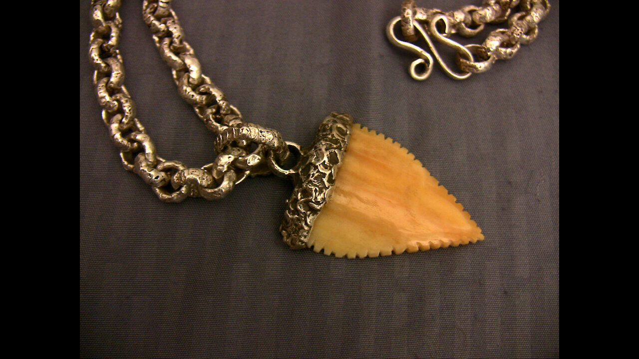 Nautical style fine silver chain, Shark Tooth