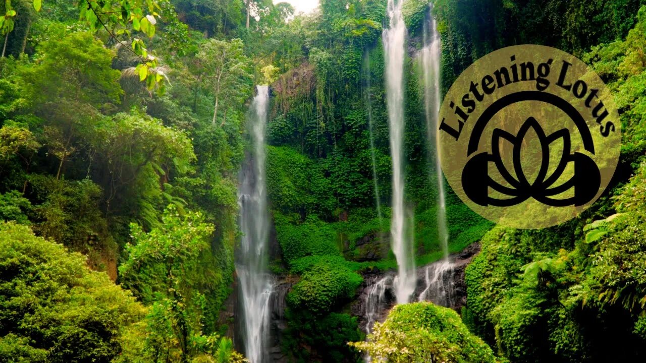 Listening Lotus: Relaxing Sekumpul Waterfall in North Bali Island, Indonesia (4-hour video)