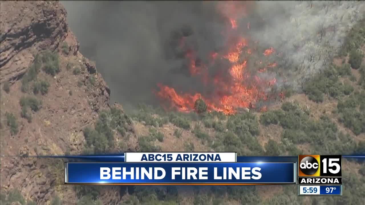 Behind the fire line