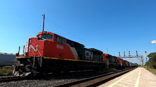 Train 482 CN 8916, CN 2662, CN 2678 & CN 2663 Engines Manifest Train Eastbound In Ontario TRACK SIDE