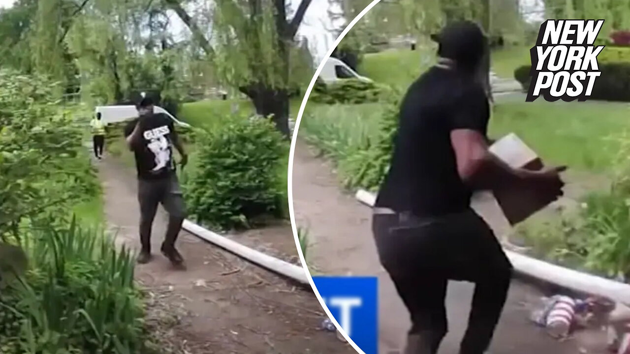 Porch pirate just snatches package from homeowner's hands mere seconds after it's delivered: video