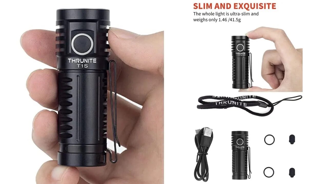 ThruNite T1S 1200 lumen rechargeable flashlight // compared to Olight S1R Baton II