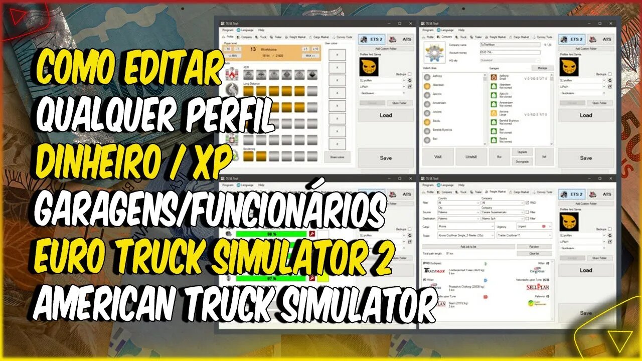 COMO COLOCAR DINHEIRO E XP NO EURO TRUCK SIMULATOR 2 E AMERICAN TRUCK SIMULATOR