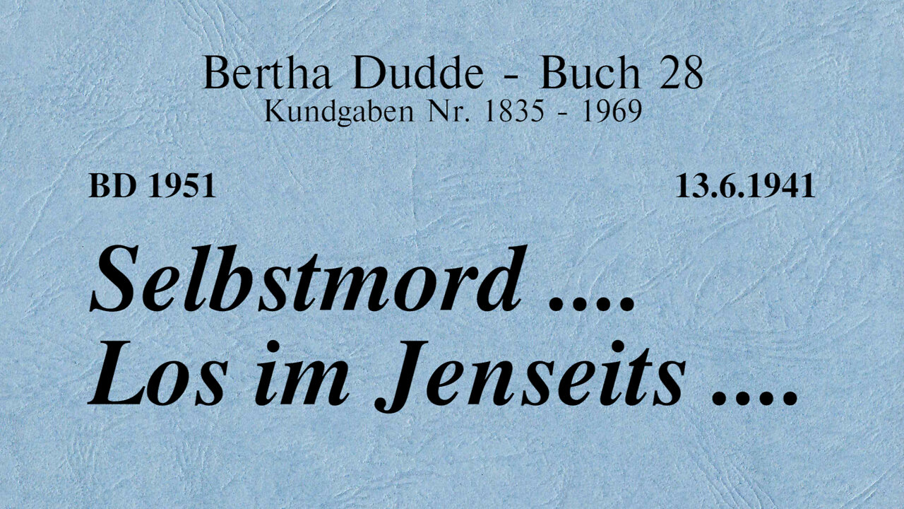 BD 1951 - SELBSTMORD .... LOS IM JENSEITS ....
