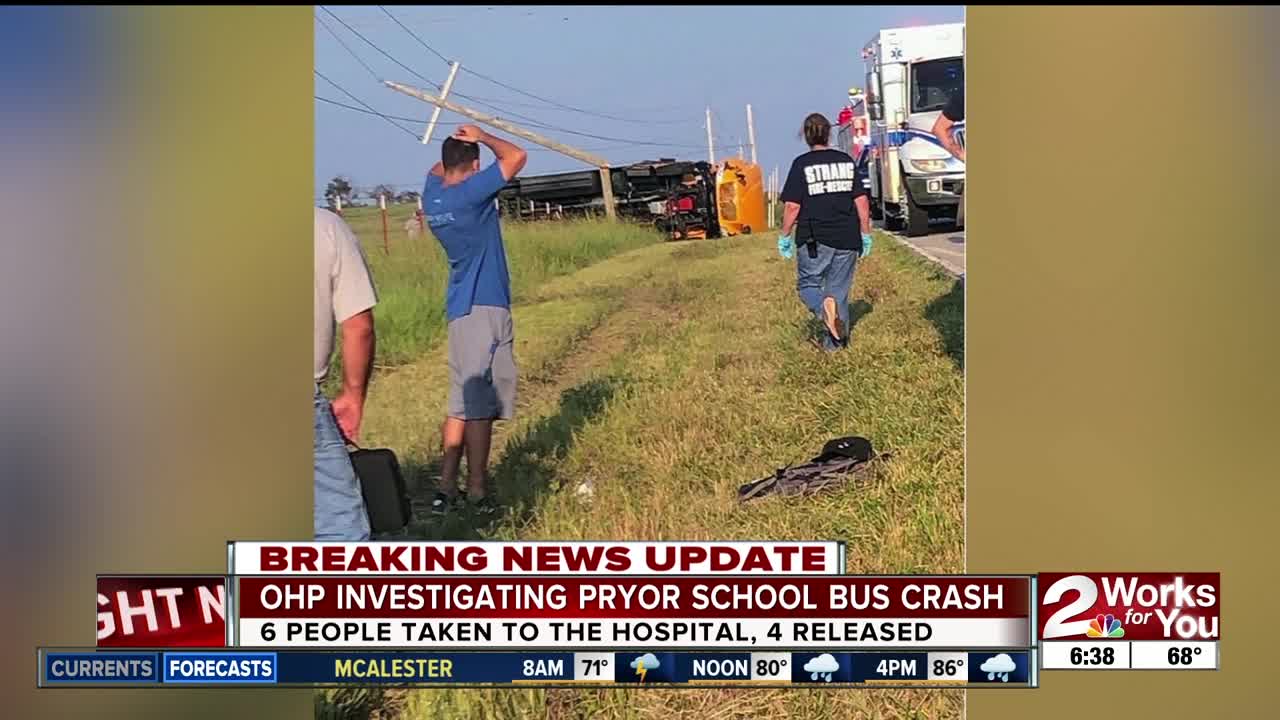 Pryor school bus rolls over