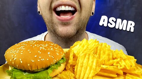 ASMR EATING BEST COMBINATION | TENDER HAMBURGER vs CRISPY CHIPS | EATING SOUNDS (NO TALKING) MUKBANG