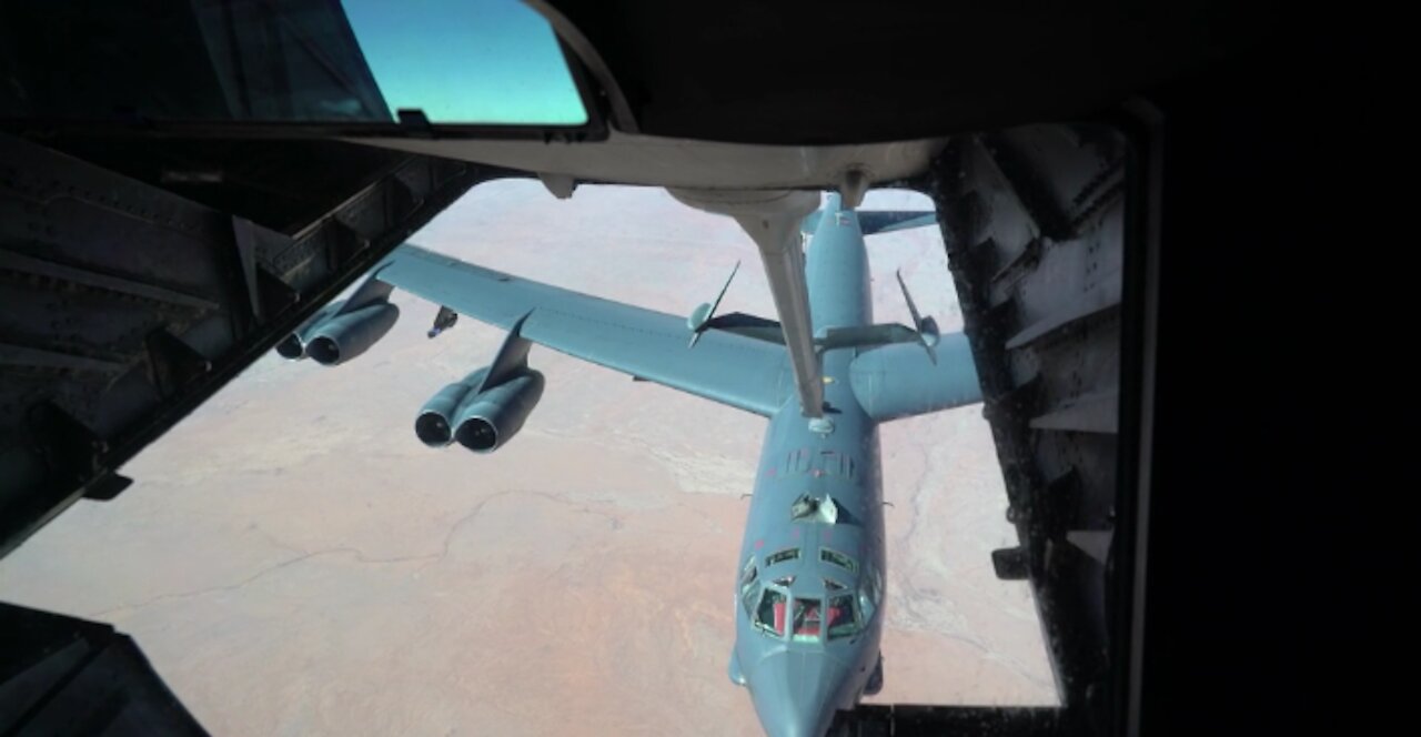 B-52 Stratofortress from Barksdale Air Force Base refuel over the U.S. Central Command area