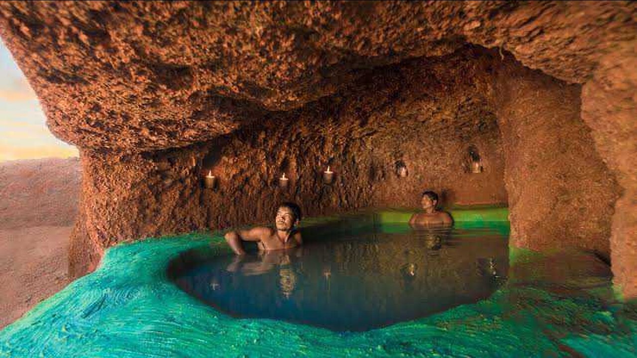 Digging To Build The Most Amazing Underground House and Swimming Pool Under the Cliff