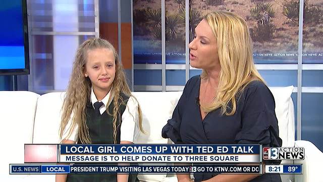 Local girl comes up with TED ED talk to help Three Square Food Bank