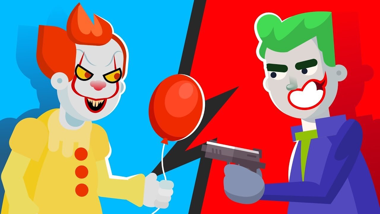 PENNYWISE vs THE JOKER - WHO WOULD WIN (IT MOVIE vs The JOKER MOVIE) -- FUNNY ANIMATION