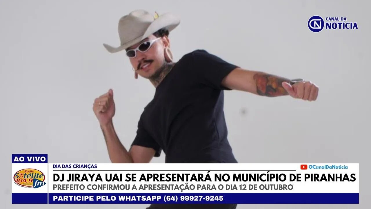 DJ JIRAYA UAI SE APRESENTARÁ NO MUNICÍPIO DE PIRANHAS NO MÊS DE OUTUBRO, NO DIA DAS CRIANÇAS