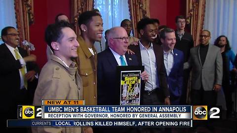 Gov. Hogan honors UMBC Men's Basketball team in Annapolis