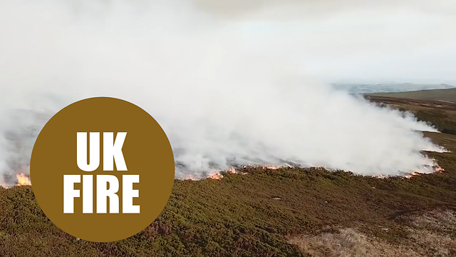 Shocking images of huge fire sweeping Saddleworth Moor,