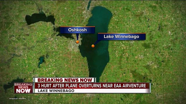 Three injured near EAA AirVenture after seaplane overturns