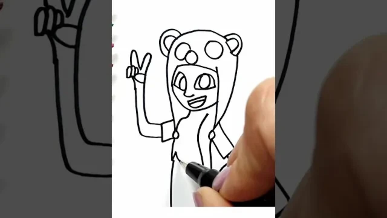 How to draw and paint Natasha Panda #shorts