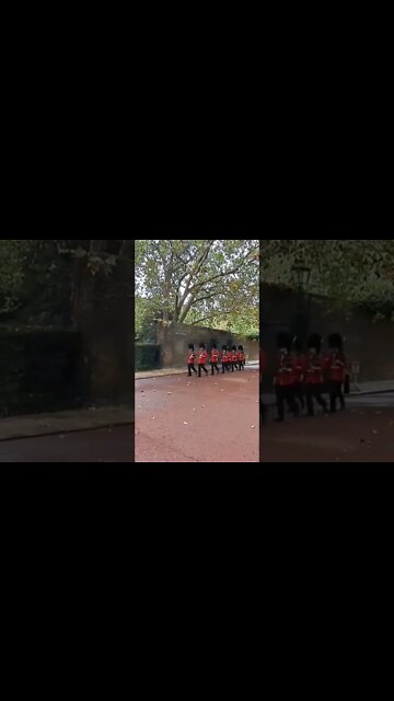 The kings Guards march out of Clarence house #buckinghampalace