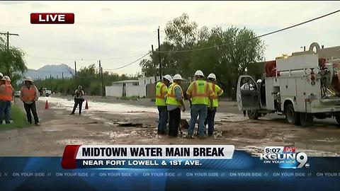 Crews on scene of water main break in midtown