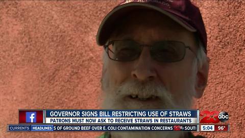 Governor signs bill restricting use of plastic straws