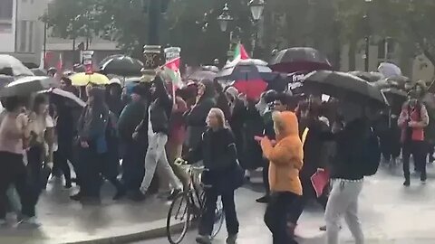 Pro Hamas supporters enjoying their march in great British weather.