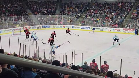 1st Goal of the night. Walleye win 7-1.