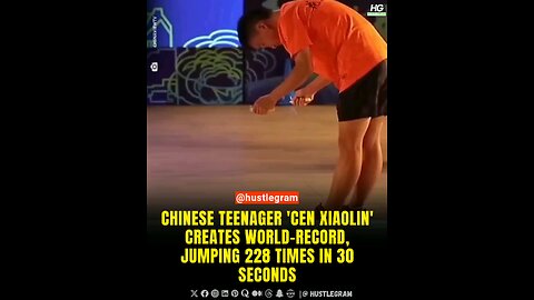 Chinese teenager 'Cen Xiaolin' creates world-record, jumping 228 times in 30 seconds