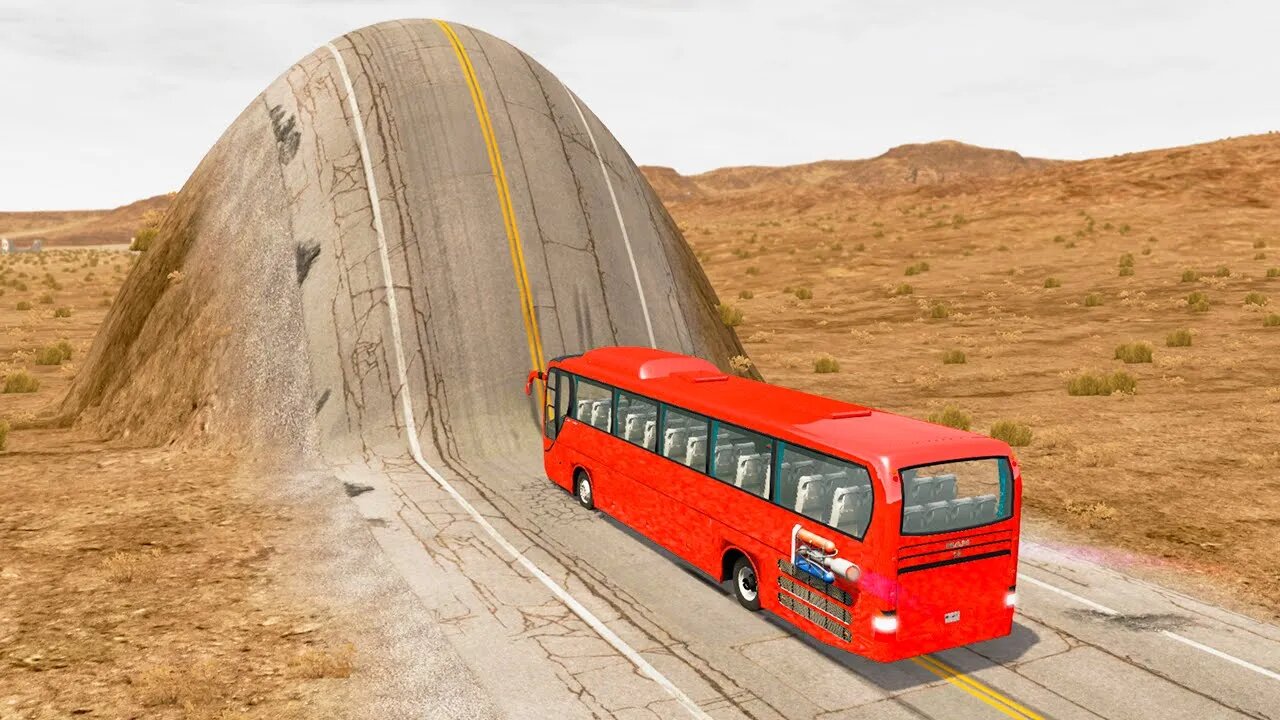 Bus vs Giant Bulge – BeamNG Drive