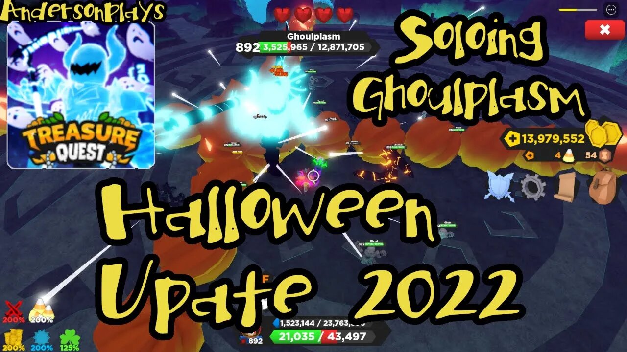 AndersonPlays Roblox [🎃UPDATE🎃] Treasure Quest - Medium Ghoulplasm Solo - Halloween Update 2022