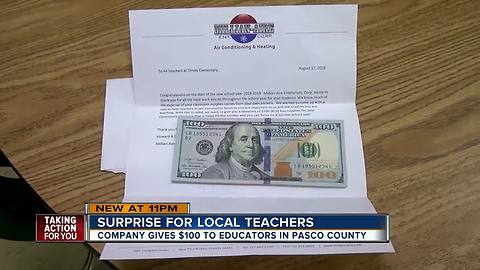 Teachers at a Pasco elementary school get $100 from generous donor