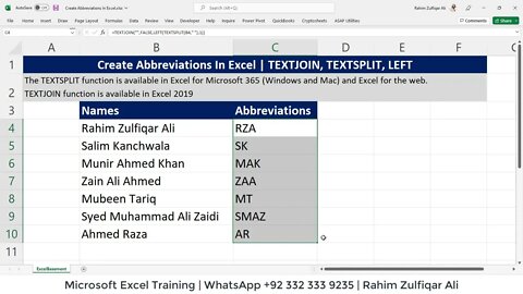 Create Abbreviations In Excel | TEXTJOIN, TEXTSPLIT, LEFT
