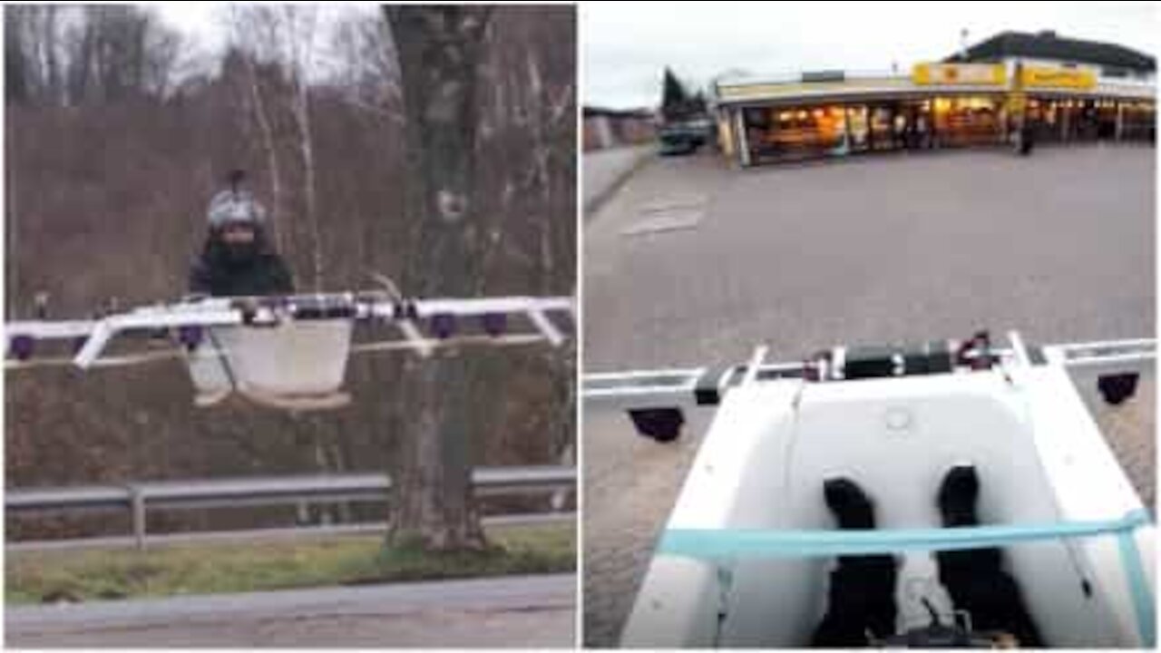 Denne fyren flyr badekaret sitt til butikken i Tyskland