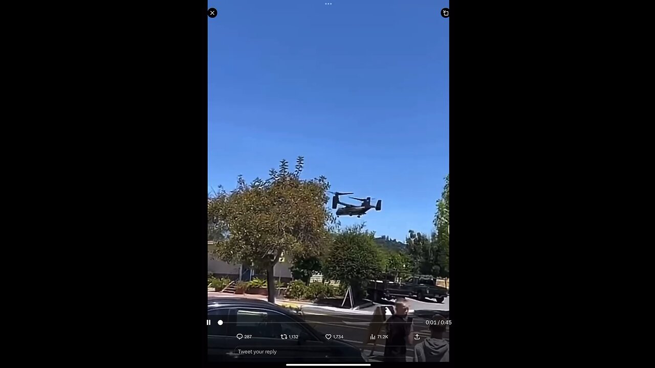 A V22 osprey in CA called an “exercise”