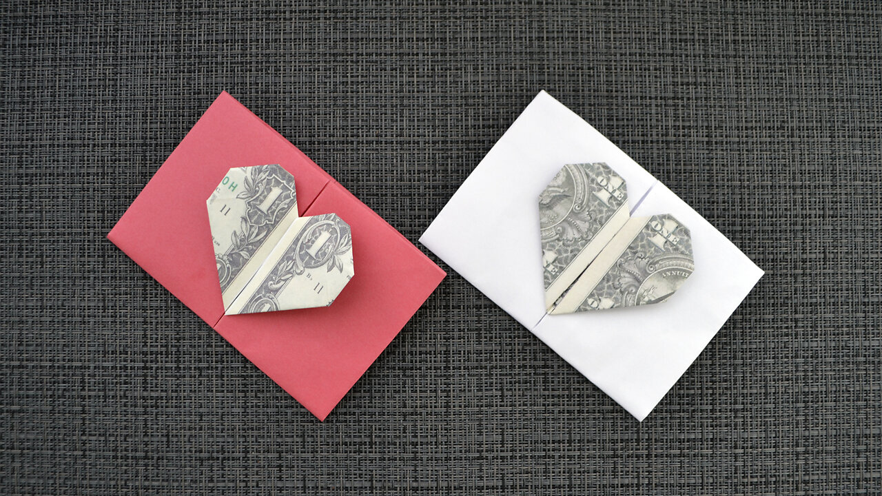 My PAPER ENVELOPE with MONEY HEART | Dollar Origami for Valentine's Day | Tutorial DIY by NProkuda