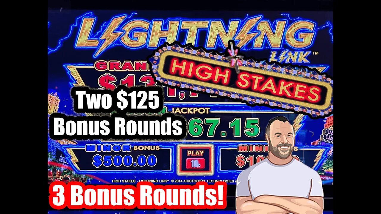 Lightning Link! TWO $125 BONUS Rounds! *High Stakes* 2 Awesome Hand Pay Jackpots!