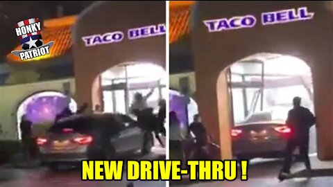 CAR PLOWS OVER PEOPLE BEFORE SMASHING INTO MARYLAND TACO BELL !