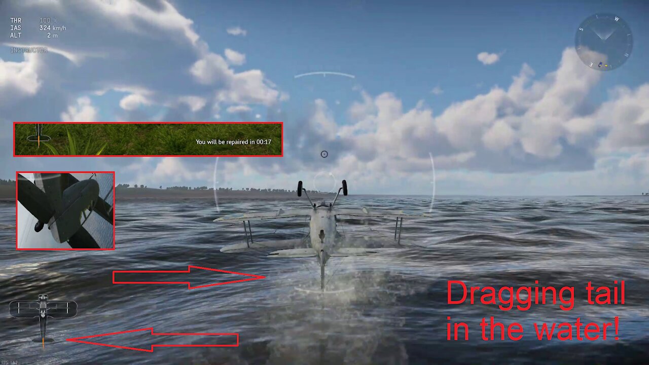 War Thunder - J8A Acrobatics test flight, dragging tail in water! / J8A Akrobatik testflygning, släpande svans i vattnet!