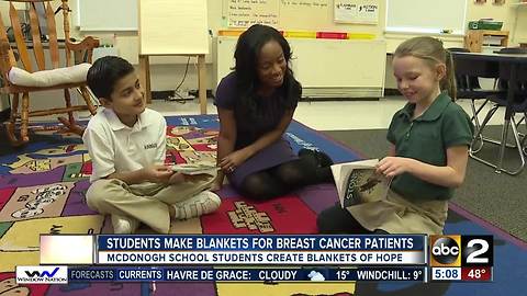 Students make blankets for breast cancer patients