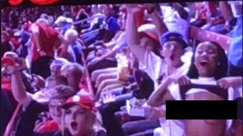 Cardinals Fan FLASHES Jumbotron Camera