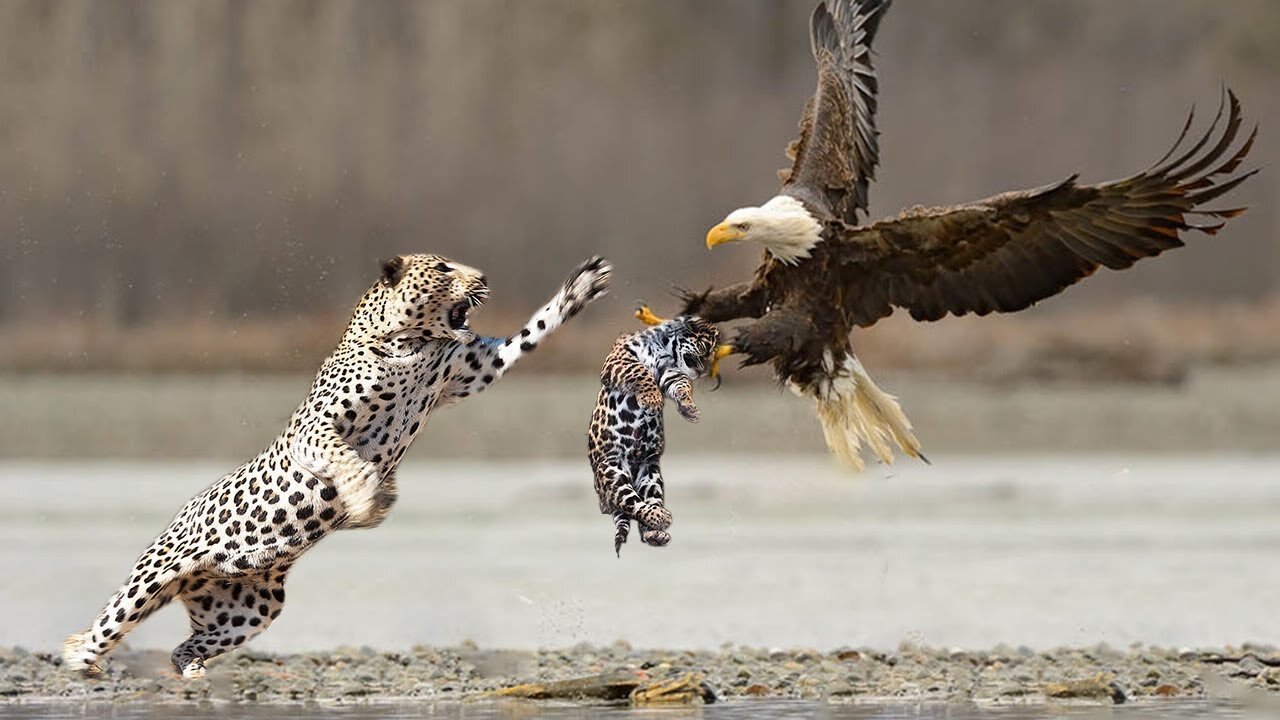 Leopard Risks It All At Extreme Height To Raid Eagle's Nest To Rescue Her Cub But Fail