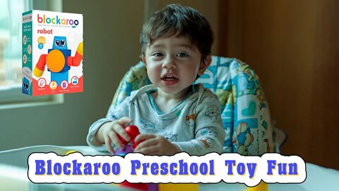 Toddler playing with Blockaroo Magnetic Blocks Preschool Toy