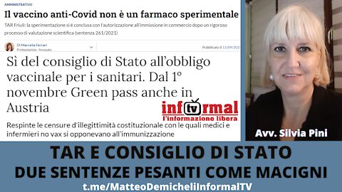 TAR E CONSIGLIO DI STATO: DUE SENTENZE PESANTI COME MACIGNI (Avv. Pini)