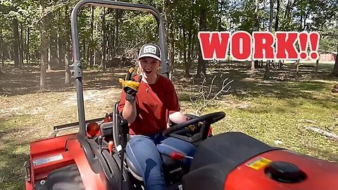 Clearing Property. Kubota LX2610 Tractor With Grapple Attachment. Getting Work Done!