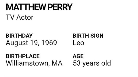 HAPPY BIRTHDAY 53 MATTHEW PERRY TV Actor