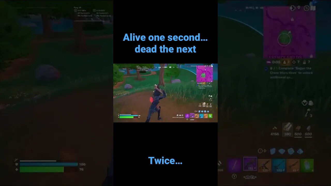 Alive one second, dead the next… (Fortnite lag glitch)