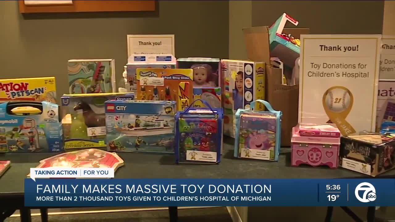 Family collects more than 2,000 toys for Children's Hospital of Michigan in memory of 9-year-old son