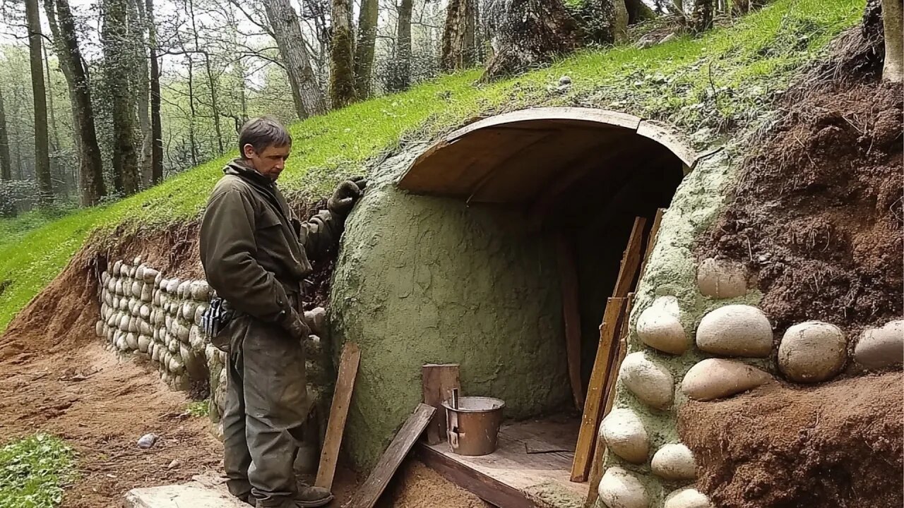 Man Builds Amazing UNDERGROUND CABIN in the Wild | Start to Finish