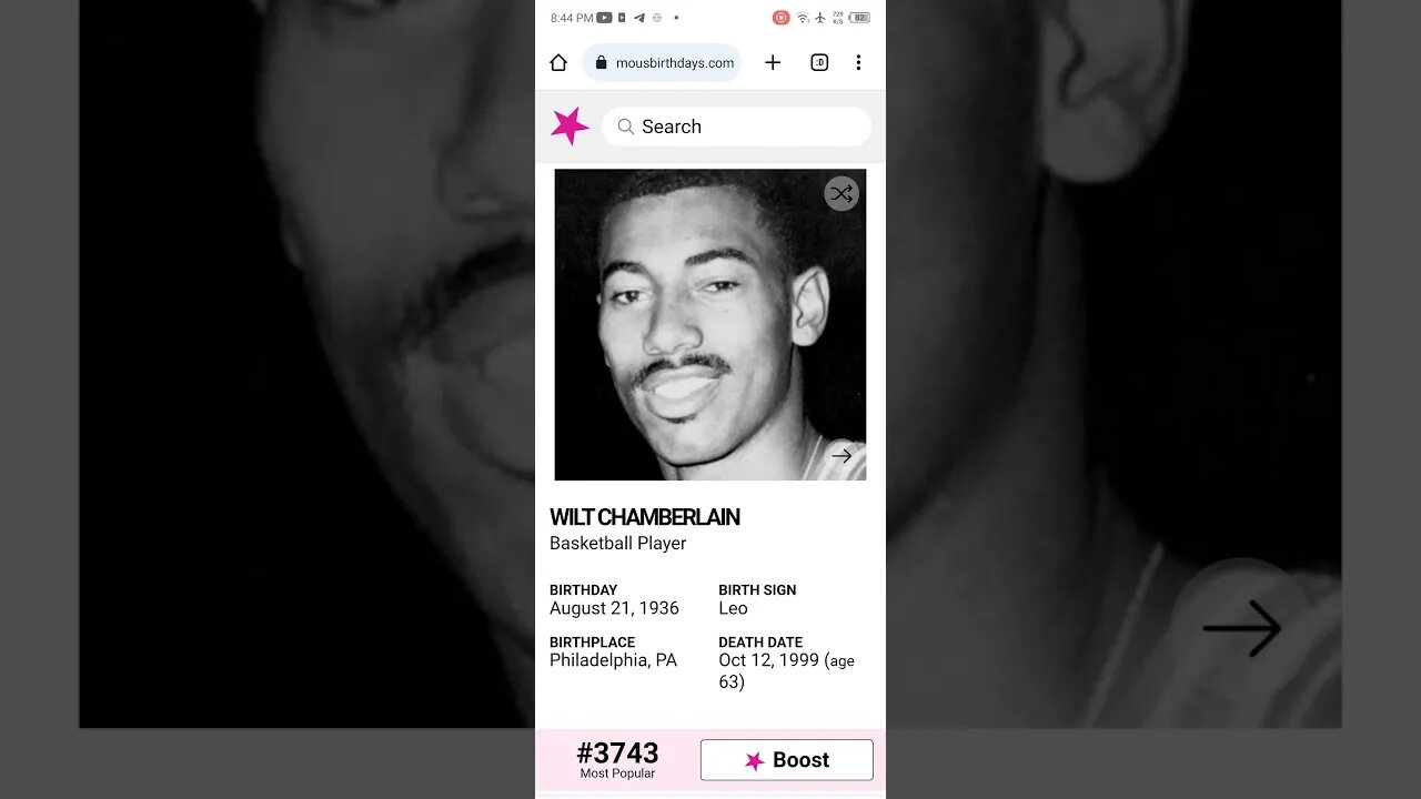 HAPPY BIRTHDAY WILT CHAMBERLAIN Basketball Player